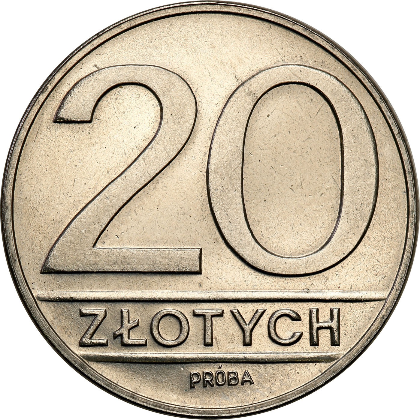 PRL. PRÓBA Nikiel 20 złotych 1984 nominał